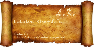 Lakatos Kleofás névjegykártya